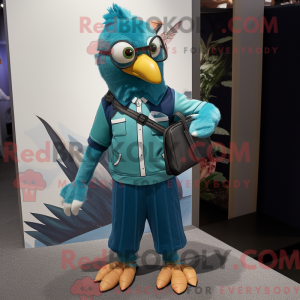 Teal Hawk maskot kostume...