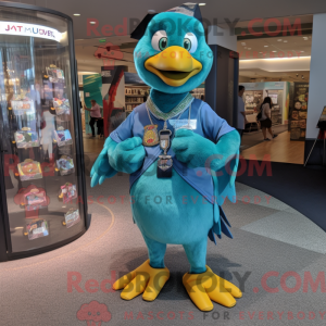 Teal Hawk mascot costume...