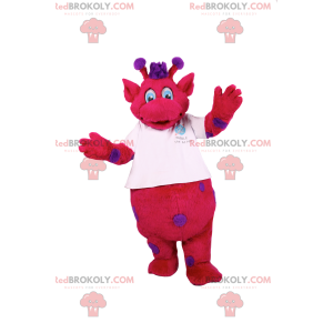 Fuchsie charakter maskot s fialovými skvrnami - Redbrokoly.com