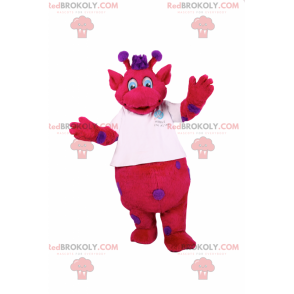 Fuchsia character mascot with purple spots - Redbrokoly.com