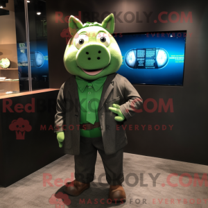 Green Pig mascot costume...