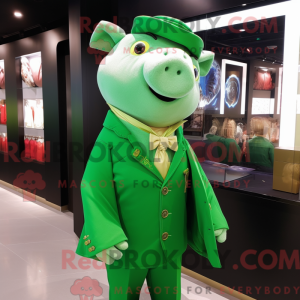 Green Pig mascot costume...