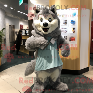 Gray Wolf maskot kostume...