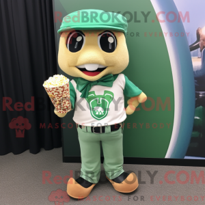 Green Pop Corn mascot...