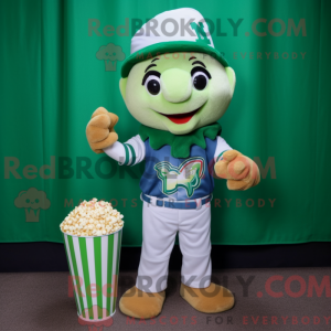 Grøn Pop Corn maskot...
