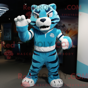 Cyan Tiger-maskotdraktfigur...