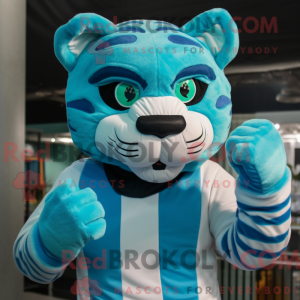 Cyan Tiger mascot costume...
