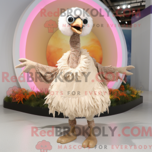Beige struds maskot kostume...