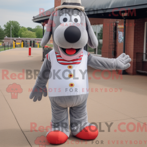 Gray Hot Dog mascot costume...