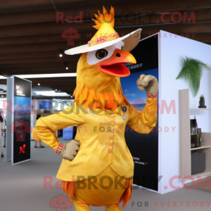 Gold Rooster maskot kostume...