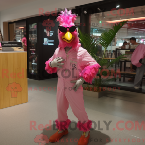 Pink Rooster mascot costume...