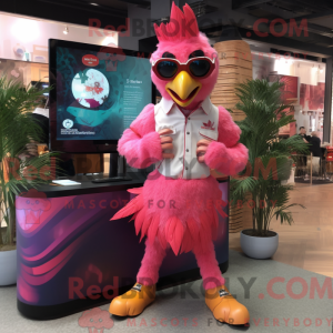 Maskottchenkostüm Rosa Hahn...