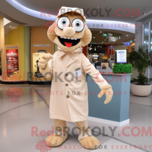 Beige Doctor mascot costume...