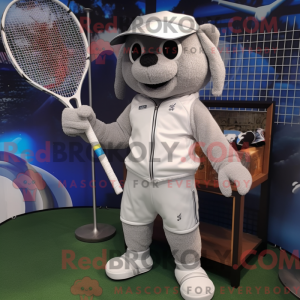 Silver Tennis Racket mascot...