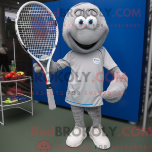 Silver Tennis Racket mascot...