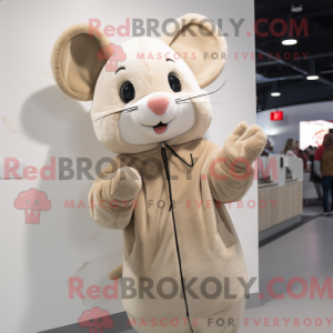 Beige Mouse mascot costume...