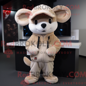 Beige musemaskotdraktfigur...