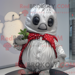 Sølv jordbær maskot kostume...