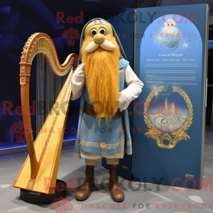 Gold Celtic Harp mascot...