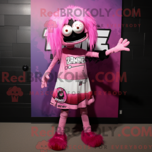 Rosa zumbimaskotdraktfigur...