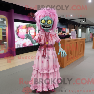 Pink Zombie mascot costume...