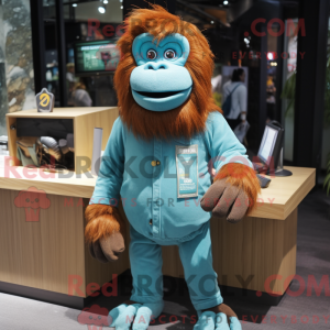Cyan Orang-Utan Maskottchen...