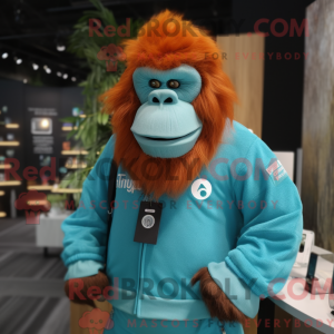 Cyan orangutang maskot...