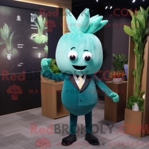 Teal Turnip mascottekostuum...