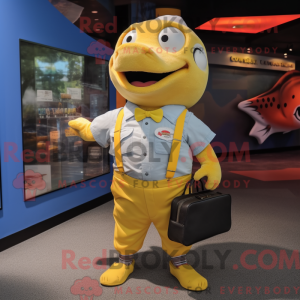 Yellow Cod mascot costume...