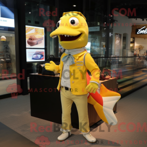 Yellow Cod mascot costume...