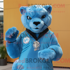 Sky Blue Jaguarundi mascot...