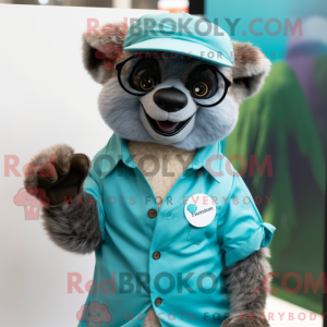 Teal Lemur mascot costume...