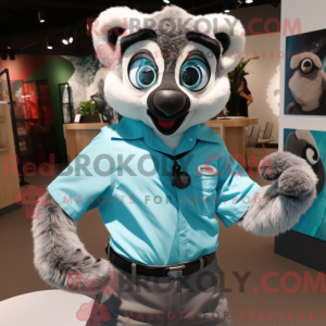 Teal Lemur mascot costume...