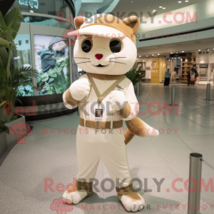Beige kat maskot kostume...