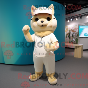 Beige kat maskot kostume...