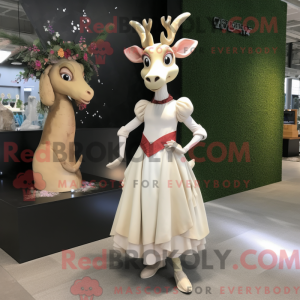 Cream Deer maskotdraktfigur...