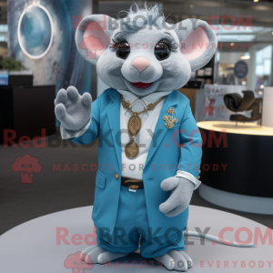 Sky Blue Rat mascot costume...