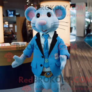 Sky Blue Rat mascot costume...