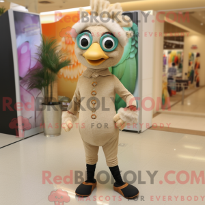 Beige Peacock mascot...