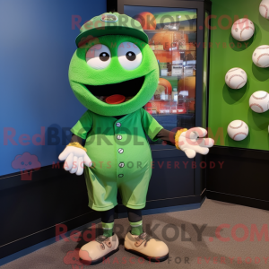 Green Baseball Ball mascot...
