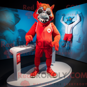 Rød Gargoyle maskot kostume...