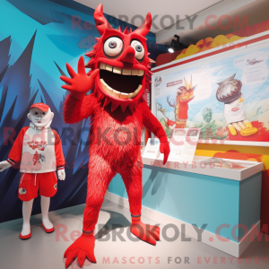 Rød Gargoyle maskot kostume...