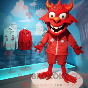 Rød Gargoyle maskot kostume...