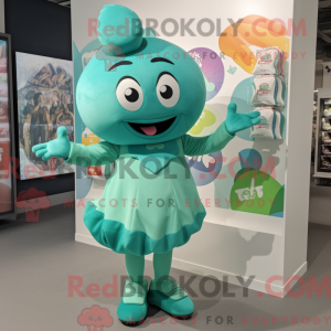 Teal Candy mascot costume...