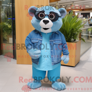 Cyan Otter maskot kostume...