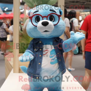 Cyan Otter-maskotdraktfigur...