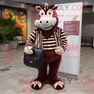 Maroon Zebra mascot costume...