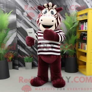 Maroon Zebra maskot kostume...