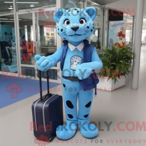 Blue Jaguar mascot costume...