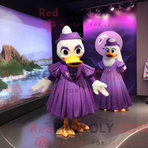 Purple Swans mascot costume...